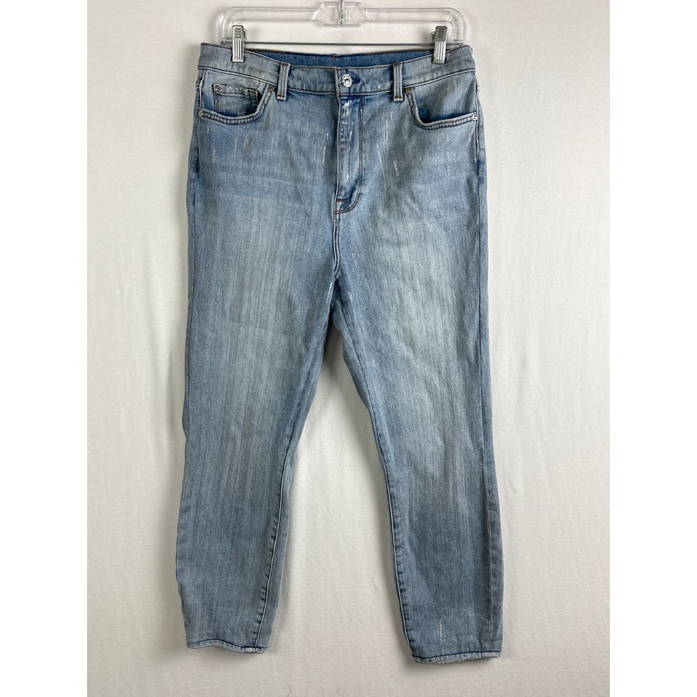7 For All Mankind Jeans Women's 32 Metallic Silver High Waist Ankle‎ Skinny